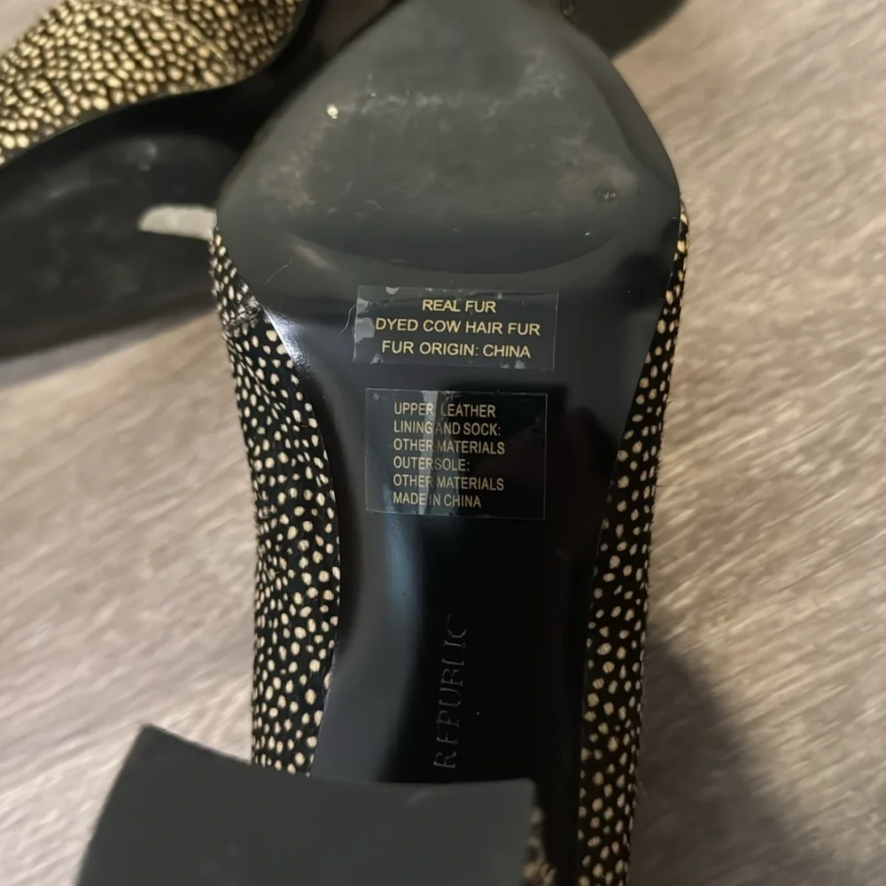 Banana Republic Real Fur Animal Print Pointed Toe Pumps